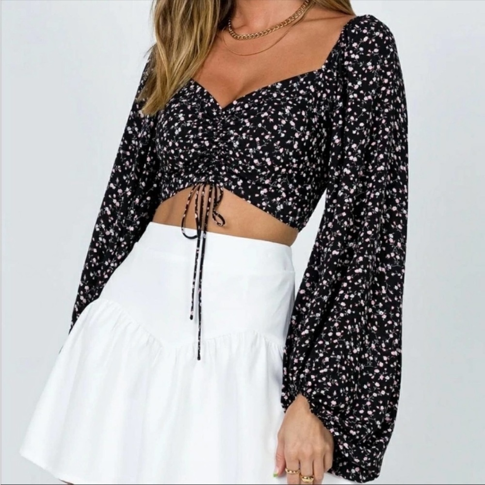 Princess Polly Maple Long Sleeve Top in Black NWT